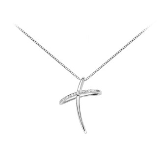 1 - DonnaOro cross necklace DHPF7371.001 White Gold with diamonds Luce collection