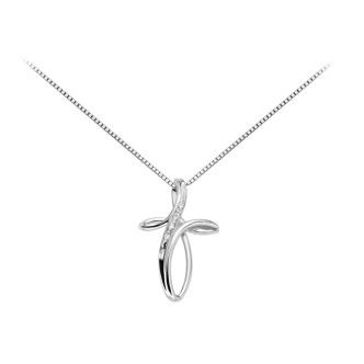 1 - DonnaOro cross necklace DHPF7370.001 White Gold with diamonds Luce collection