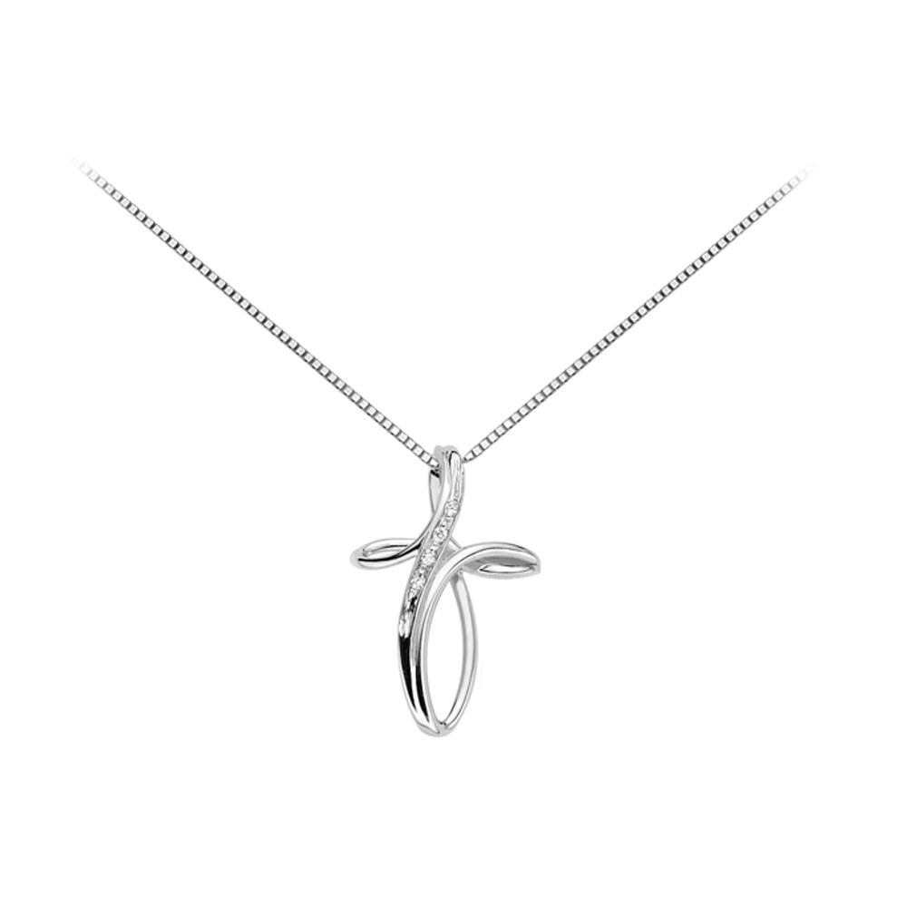 1 - DonnaOro cross necklace DHPF7370.001 White Gold with diamonds Luce collection