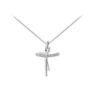 1 - DonnaOro cross necklace DHPF7369.001 White Gold with diamonds Luce collection