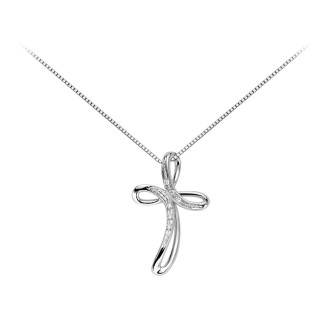 1 - DonnaOro cross necklace DHPF7368.002 White Gold with diamonds Luce collection