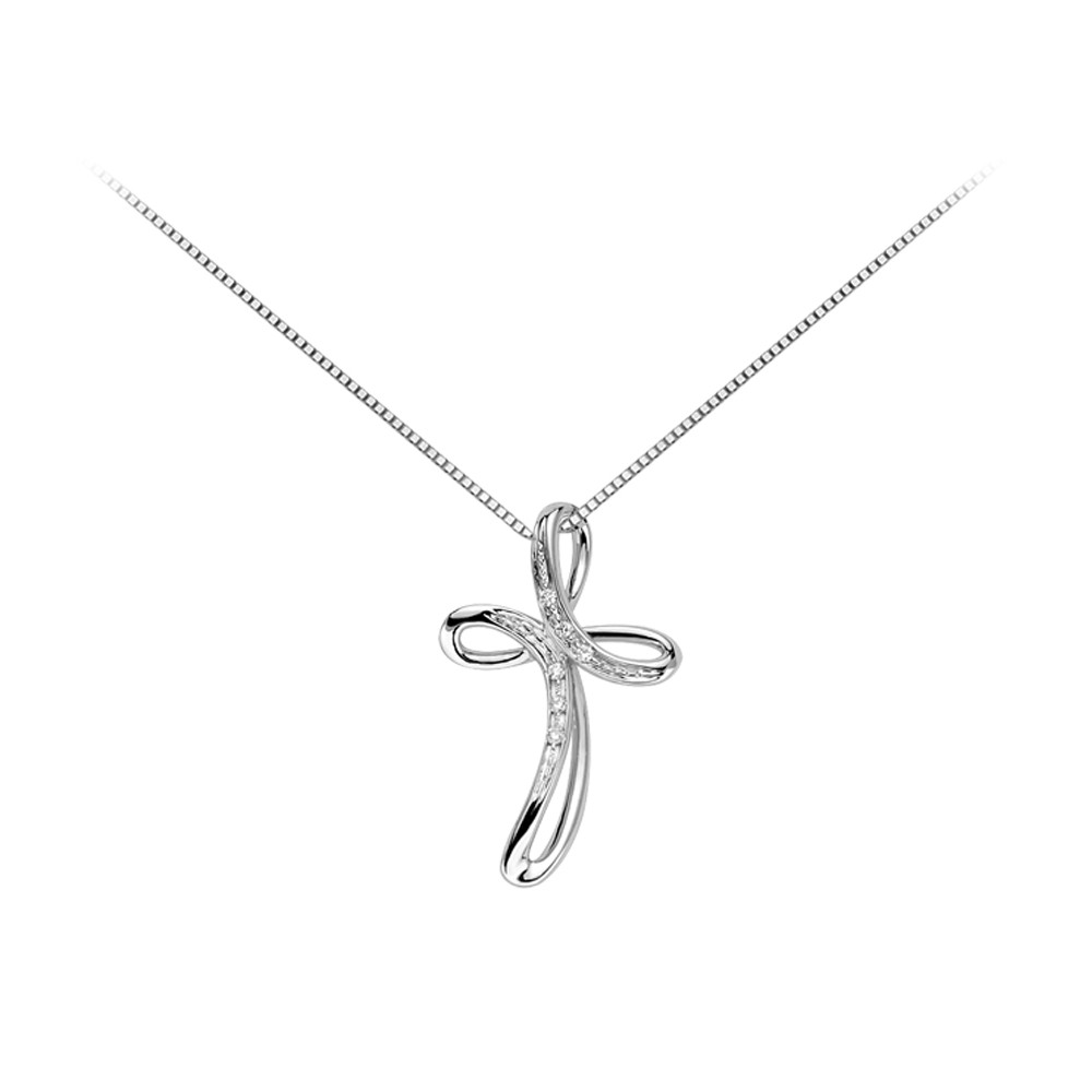 1 - DonnaOro cross necklace DHPF7368.002 White Gold with diamonds Luce collection