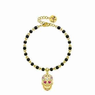 1 - Kidult Mexican skull woman bracelet 731814 316L stainless steel PVD Gold Symbols collection