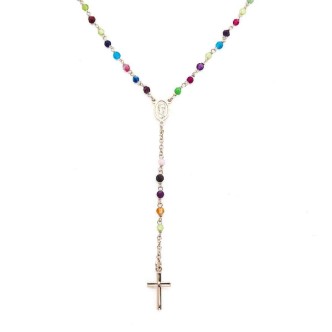 1 - Amen woman necklace CRORM4P 925 silver with agate Rosary collection