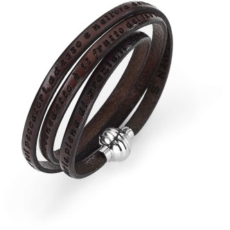 1 - Ave Maria Amen AMIT05-57 leather and steel bracelet