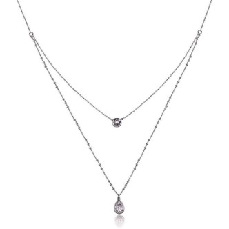 1 - Collana Brosway BFF06 in Ottone a doppio filo e PVD bianco cristalli Swarovski collezione Affinity