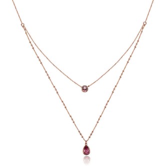 1 - Brosway BFF07 necklace in Brass with double thread and PVD Rose Gold Swarovski crystals Affinity collection