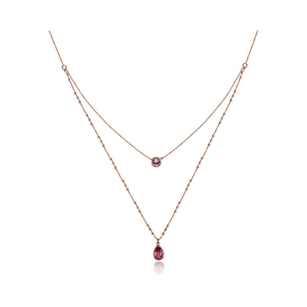 1 - Brosway BFF07 necklace in Brass with double thread and PVD Rose Gold Swarovski crystals Affinity collection