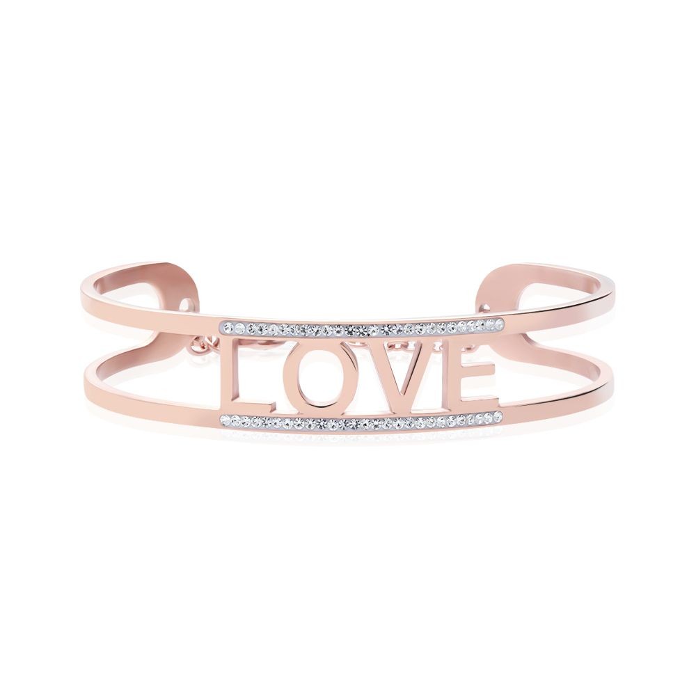 1 - Bracciale bangle Love Stroili donna 1663114 acciaio collezione Lady Message