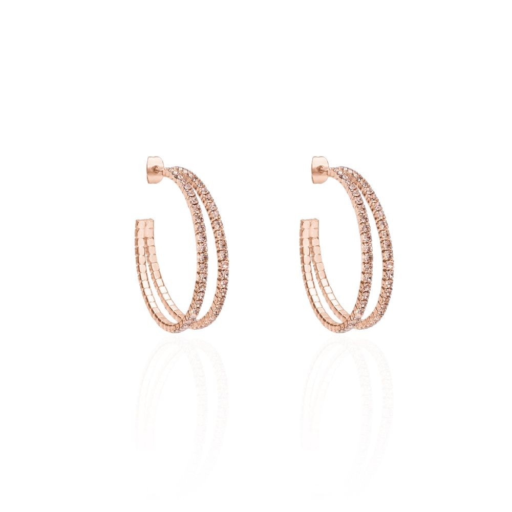 1 - Stroili hoop earrings woman 1663899 rose metal Romatic Shine collection