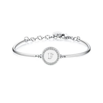 1 - BHK129 Brosway bracelet in stainless steel with Swarovski letter F Chakra collection