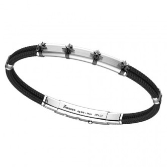 1 - Bracciale uomo Zancan ESB066-NE acciaio e kevlar collezione Robikevlar Star