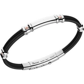 1 - Zancan man bracelet EXB577R-NE Silver and kevlar Robikevlar Star collection