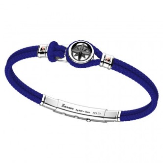 1 - Bracciale uomo Zancan EXB997R-AZ Argento e kevlar collezione Kompass