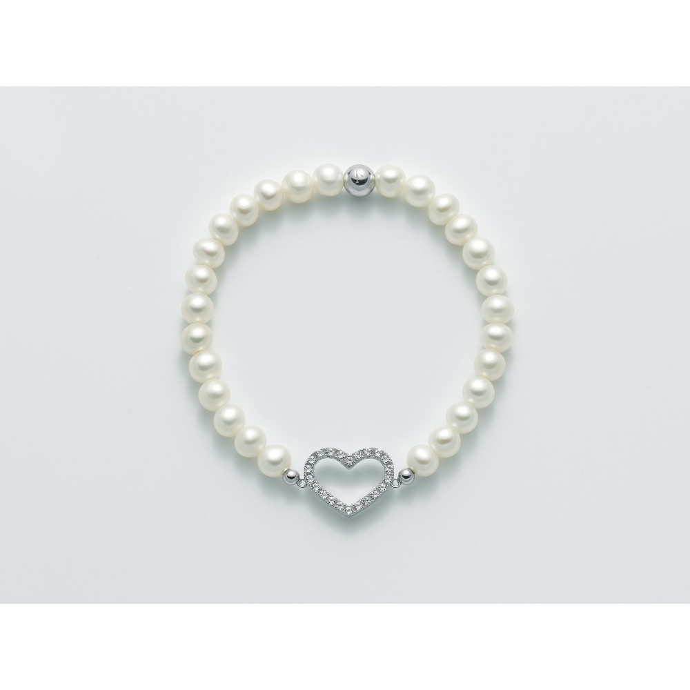 1 - Miluna heart bracelet PBR2585-TPZ 925 silver with pearls and topazes from the Natural Brio collection