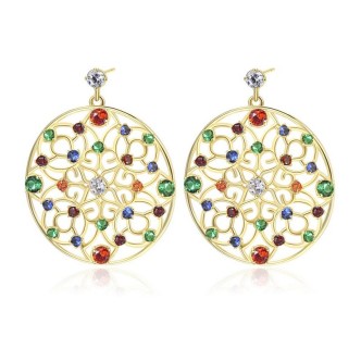 1 - BOI22 large Brosway earrings in brass and gold plating and colored zircon Corinto collection