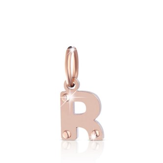 1 - Charm Le Bebè LBB170-R letter R in Rose Gold and silver of the line Lock your Love