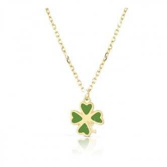 1 - Le Bebè necklace with clover PMG027 9Kt Yellow Gold Primegioie collection