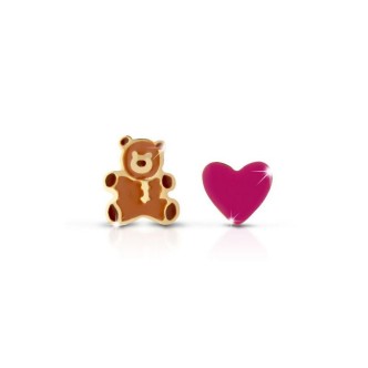 1 - Bear and heart earrings Le Bebè PMG057 9Kt Yellow Gold Primegioie collection