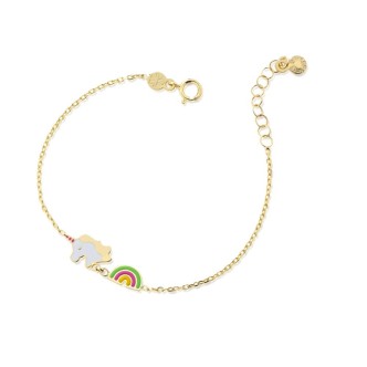 1 - Unicorn and rainbow bracelet Le Bebè PMG073 9Kt Yellow Gold Primegioie collection