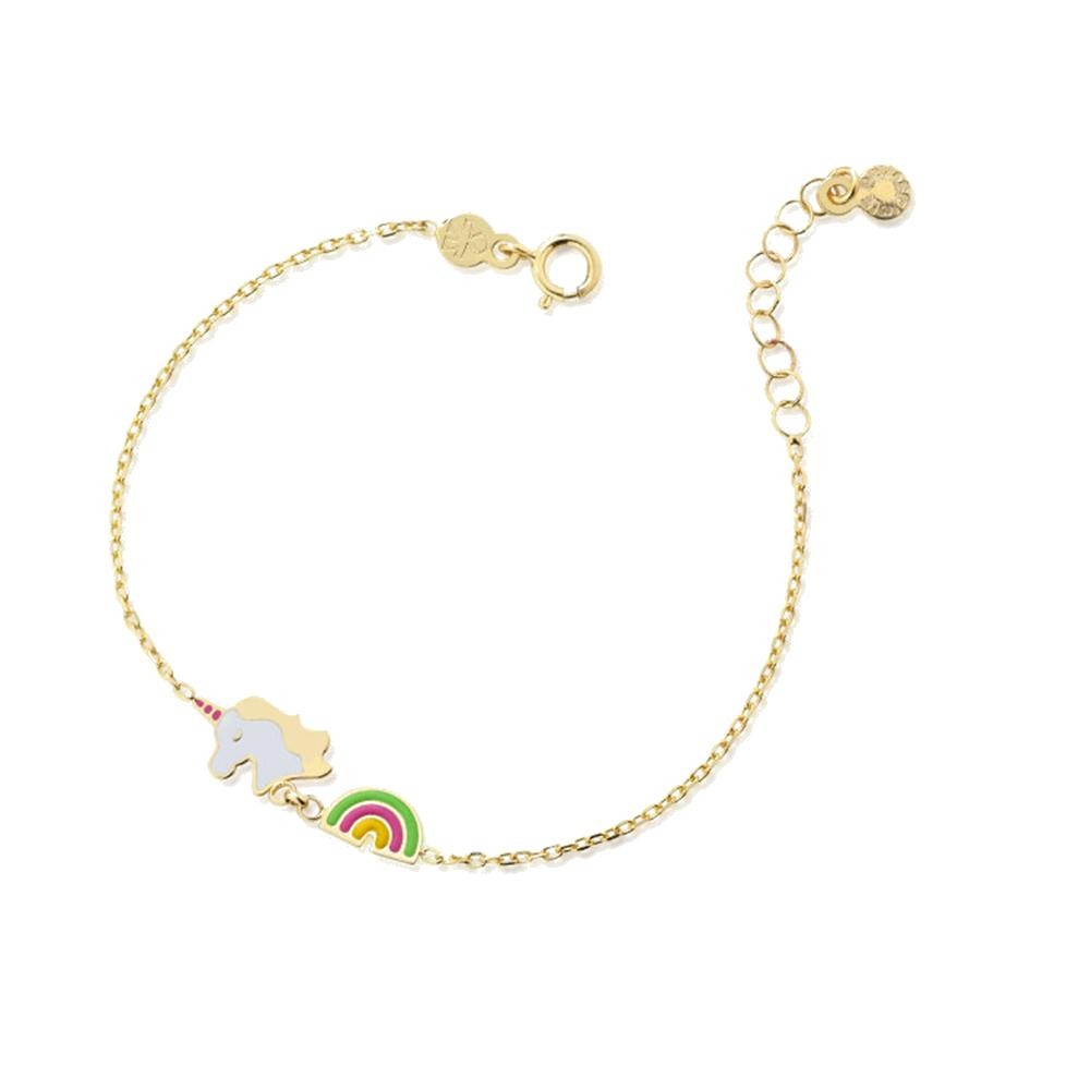 1 - Bracciale unicorno ed arcobaleno Le Bebè PMG073 Oro Giallo 9Kt collezione Primegioie