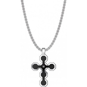 1 - Collana uomo croce Zancan EHC167 acciaio collezione Hi Teck