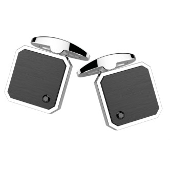 1 - Cufflinks man Zancan EHG066 steel with zircon Hi Teck collection