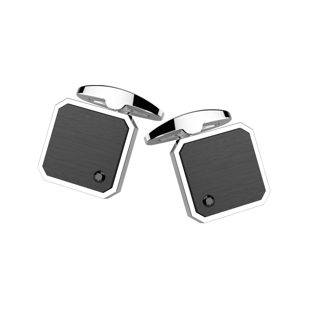 1 - Cufflinks man Zancan EHG066 steel with zircon Hi Teck collection