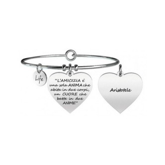 1 - Bracciale Kidult 731095 cuore in acciaio 316L con frase amicizia Aristotele collezione Love