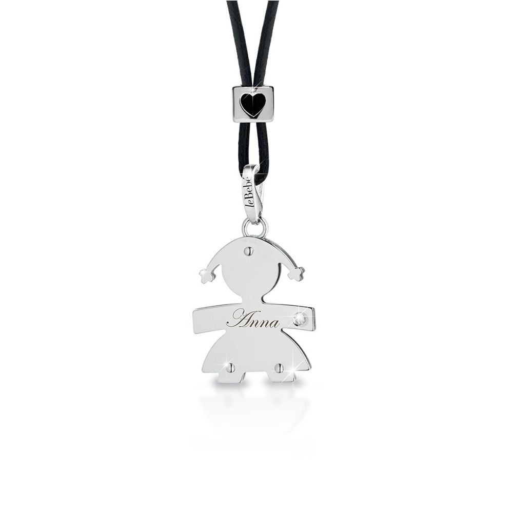 1 - Le bebè girl pendant LBB010-N White gold with diamond I Diamantini collection