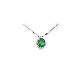 1 - Emerald Necklace Woman Gold DHPE7877.006 18Kt Gold with diamonds Rainbow collection