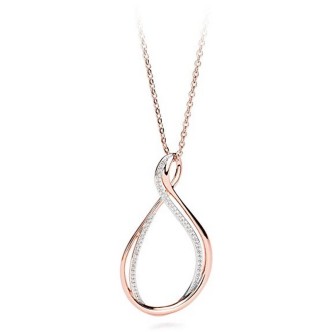 1 - Collana Brosway BBN02 in ottone PVD Oro rosa con pavè di zirconi bianchi collezione Ribbion