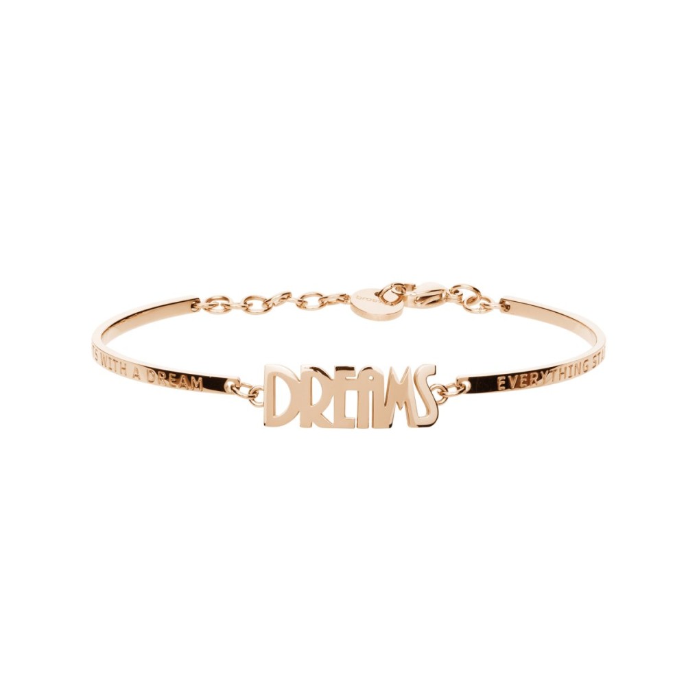 1 - Bracciale Brosway BHK237 in acciaio PVD Oro Rosa con scritta Dreams collezione Chakra