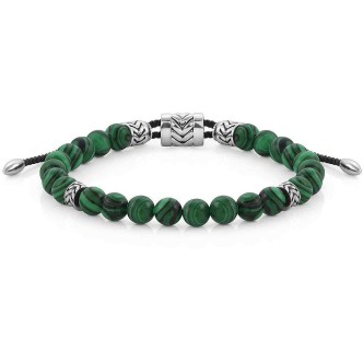 1 - Malachite men's bracelet Nomination 027916/045 316L steel, Instinct collection, Marina edition