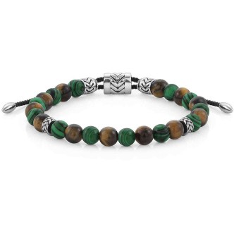 1 - Malachite men's bracelet Nomination 027916/068 316L steel, Instinct collection, Marina edition