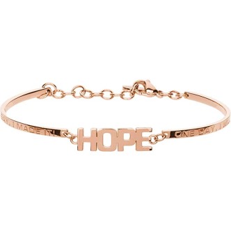 1 - Bracciale Brosway BHK241 in acciaio PVD Oro rosa con scritta Hope collezione Chakra