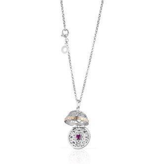 1 - Chiama Angeli Roberto Giannotti SFA104 necklace in silver with cubic zirconia and red semiprecious stone