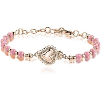 1 - BHK221 Brosway bracelet with Rhodonite stones and Sacred Heart pendant in PVD steel Rose gold Chakra collection