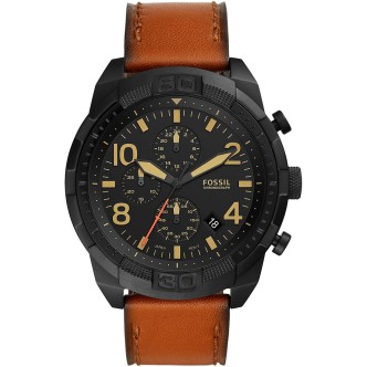 1 - Fossil FS5714 man chronograph watch leather and steel Bronson collection