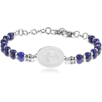 1 - Bracciale Brosway BHK218 con lapislazzuli blu e ciondolo con Maria Vergine in acciaio collezione Chakra