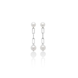 1 - Miluna women's earrings 925 silver and pearls PER2511 Miss Italia collection