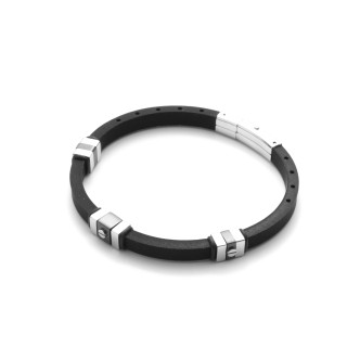 1 - Bracciale uomo gomma 4US Cesare Paciotti 4UBR3574 collezione Black Rubber