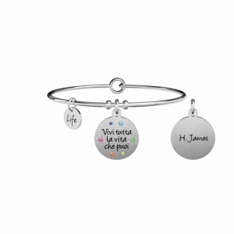 1 - Bracciale "vivi tutta la vita che puoi" Kidult donna 731877 acciaio 316L collezione Philosophy