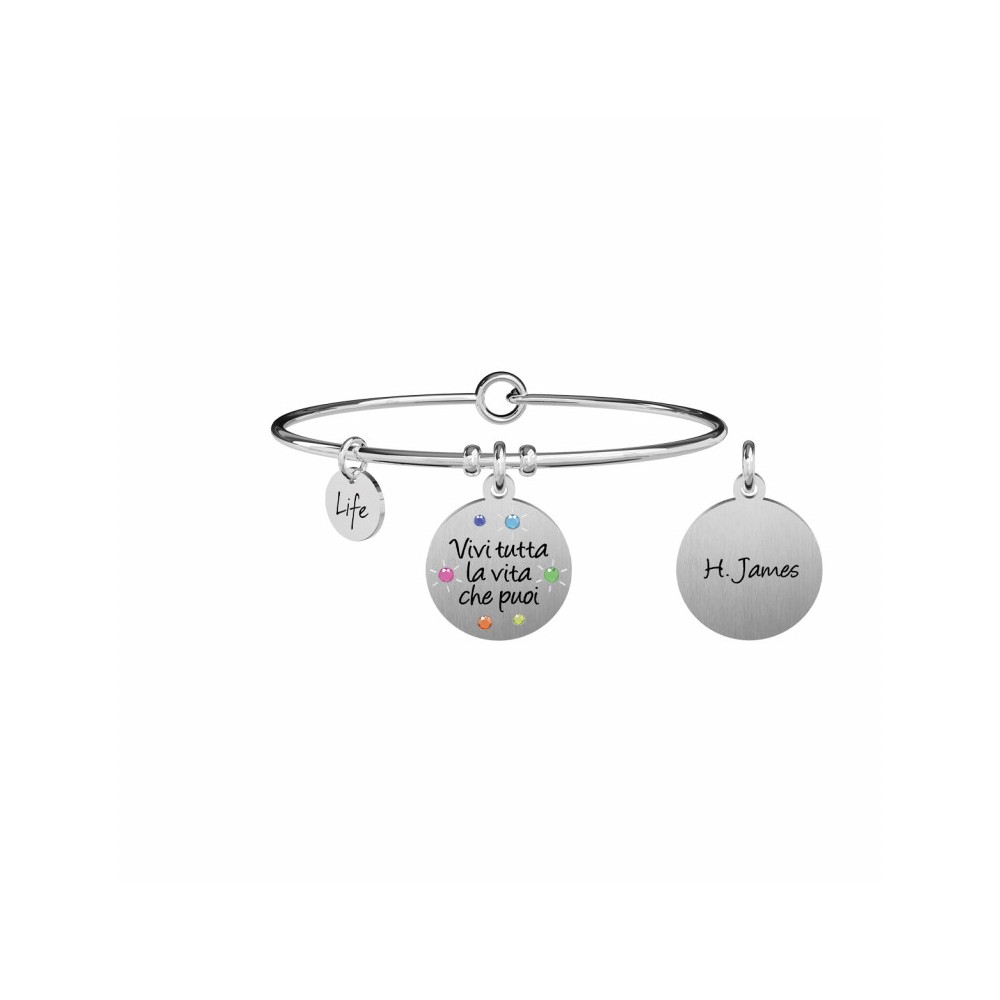 1 - Bracelet "live all life you can" Kidult woman 731877 316L steel Philosophy collection