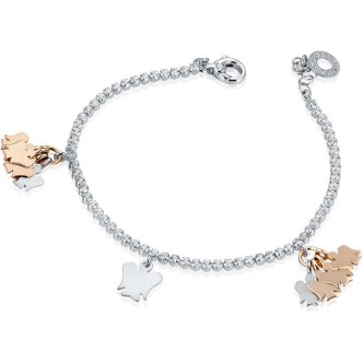 1 - Bracciale Roberto Giannotti GIA338  angeli in argento bianco e rosato con zirconi bianchi