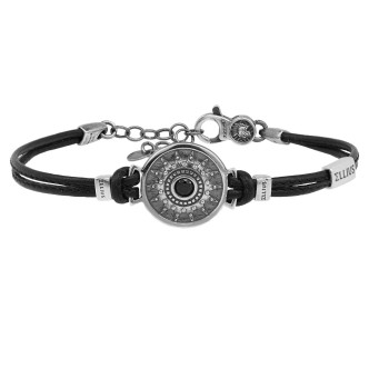 1 - Bracciale Natività Ellius Gioielli R218/RV uomo Argento 925 e pelle