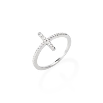 1 - Cross ring with diamonds Amen woman RCRBBZ-14 Silver 925 Diamond collection