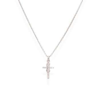 1 - Amen cross necklace woman CLCRINBB Silver 925 Diamond collection