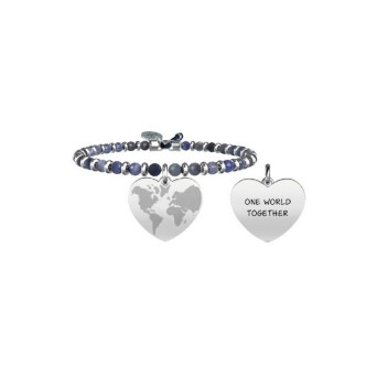 1 - Bracciale Kidult Sodalite 731434 acciaio 316L ciondolo a cuore collezione Love