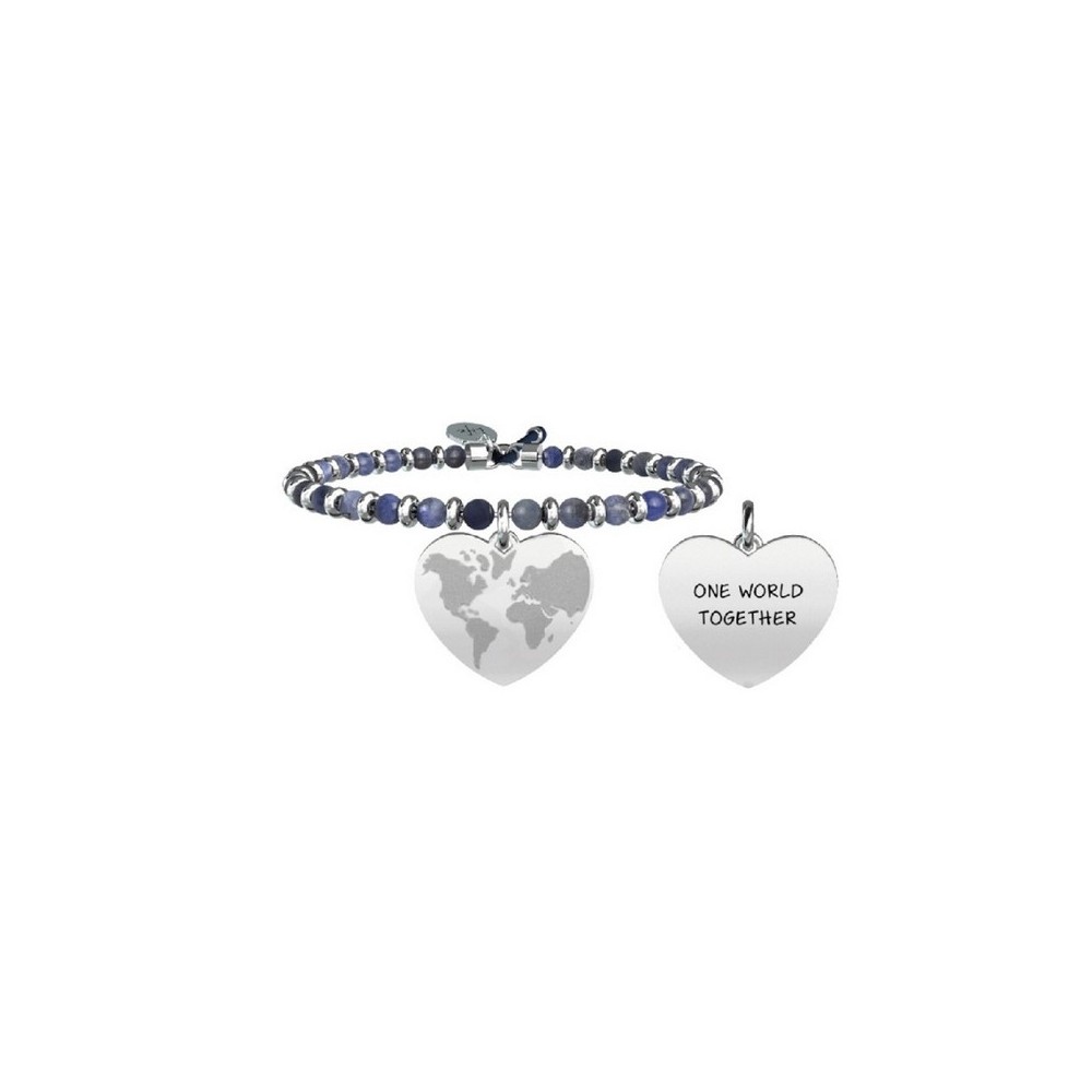 1 - Bracelet Kidult Sodalite 731434 steel 316L heart pendant Love collection